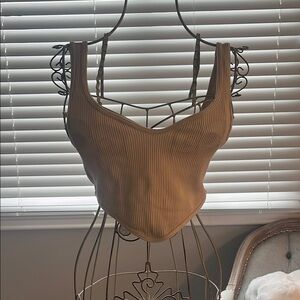 Light Brown Ribbed Women's Top